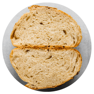 loaf of bread cut in half