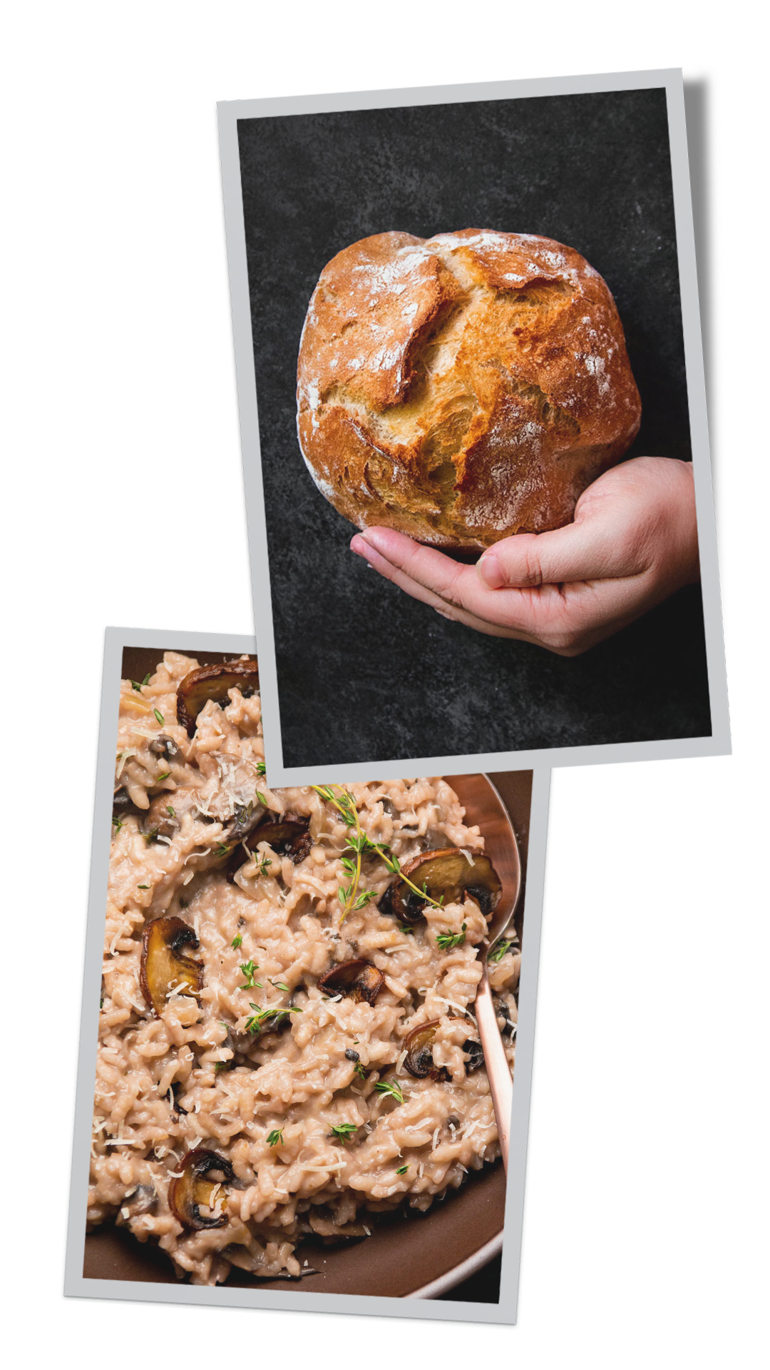 Bread and risotto.
